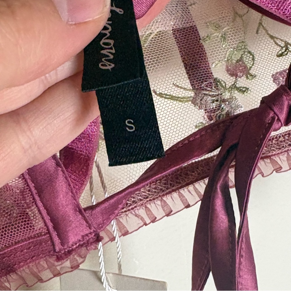 For Love & Lemons NWT Camila Longline Embroidered Mesh Bra Size Small - Picture 12 of 13